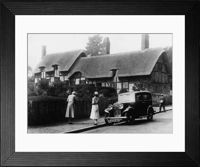 Framed Print : 1933 Triumph Super Nine Saloon at Anne Hathaway's cottage, Shottery, Warwickshire, c1933 Framed Print : 1933 Triumph Super Nine Saloon at Anne Hathaway's cottage, Shottery, Warwickshire, c1933