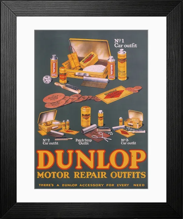 Framed Print : Poster advertising Dunlop products Framed Print : Poster advertising Dunlop products
