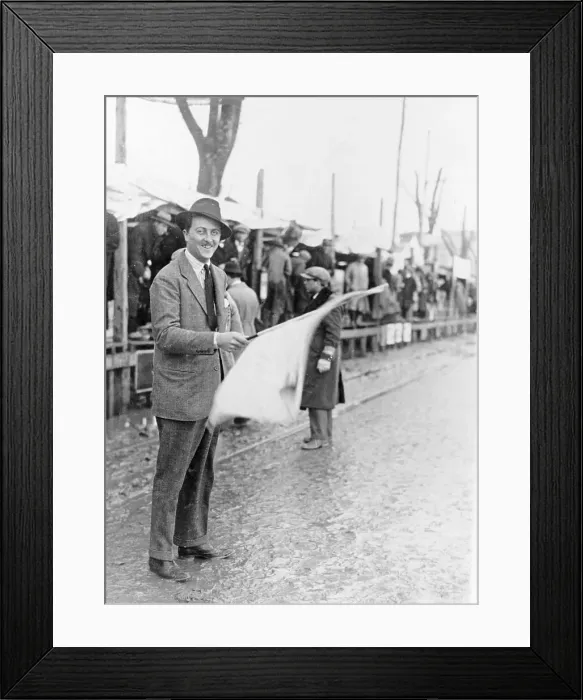 Framed Print : Carlo Masetti waving a flag Framed Print : Carlo Masetti waving a flag