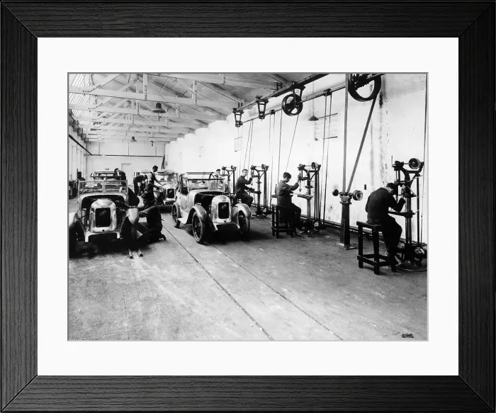 Framed Print : Austin Sevens being fitted with Swallow bodies. Foldshill[?] 1929