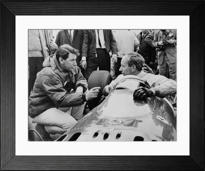 Framed Print : John Surtees in his Ferrari, c1963-c1966 Framed Print : John Surtees in his Ferrari, c1963-c1966