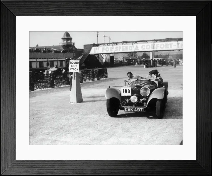Framed Print : 1938 S.S. 100 at Brooklands suring Junior Car Club event 25th March 1939 Framed Print : 1938 S.S. 100 at Brooklands suring Junior Car Club event 25th March 1939