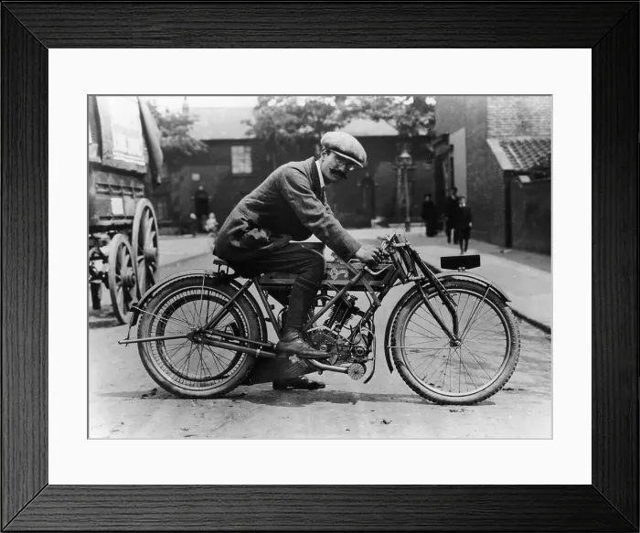 Framed Print : Harry Collier on a Matchless bike, Isle of Man Senior TT, 1912 Framed Print : Harry Collier on a Matchless bike, Isle of Man Senior TT, 1912