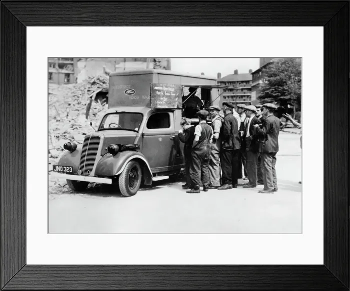 Framed Print : Ford E83W 10cwt Emergency food van in London World War 2 Framed Print : Ford E83W 10cwt Emergency food van in London World War 2