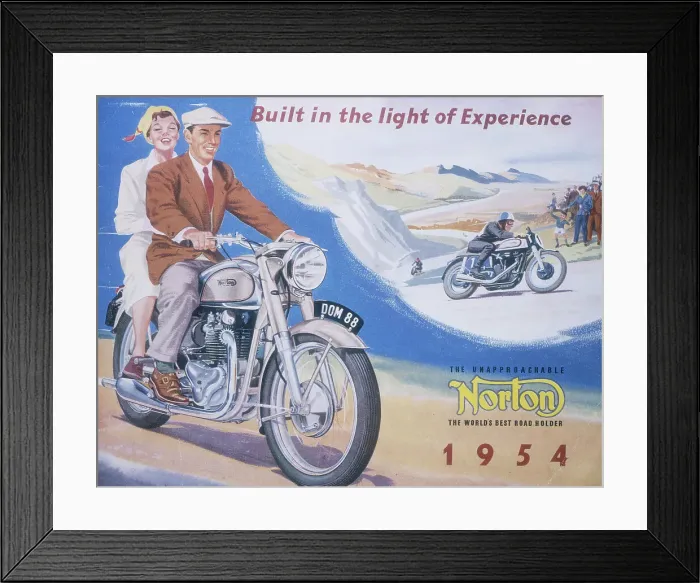 Framed Print : Poster advertising Norton motor bikes, 1954 Framed Print : Poster advertising Norton motor bikes, 1954