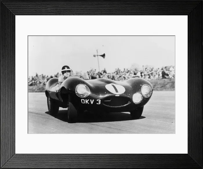 Framed Print : Mike Hawthorn driving a D Type Jaguar, c1955-c1956 Framed Print : Mike Hawthorn driving a D Type Jaguar, c1955-c1956