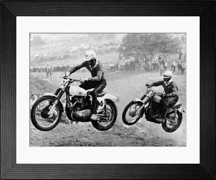 Framed Print : Two motorcyclists taking part in Motocross at Brands Hatch, Kent Framed Print : Two motorcyclists taking part in Motocross at Brands Hatch, Kent