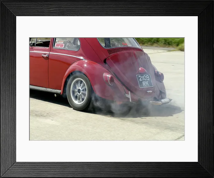 Framed Print : VW Beetle Burning out Framed Print : VW Beetle Burning out