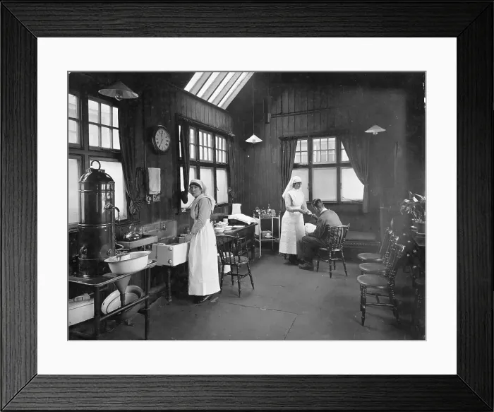 Framed Print : First aid room, Wolseley car factory, Birmingham, 1920s Framed Print : First aid room, Wolseley car factory, Birmingham, 1920s