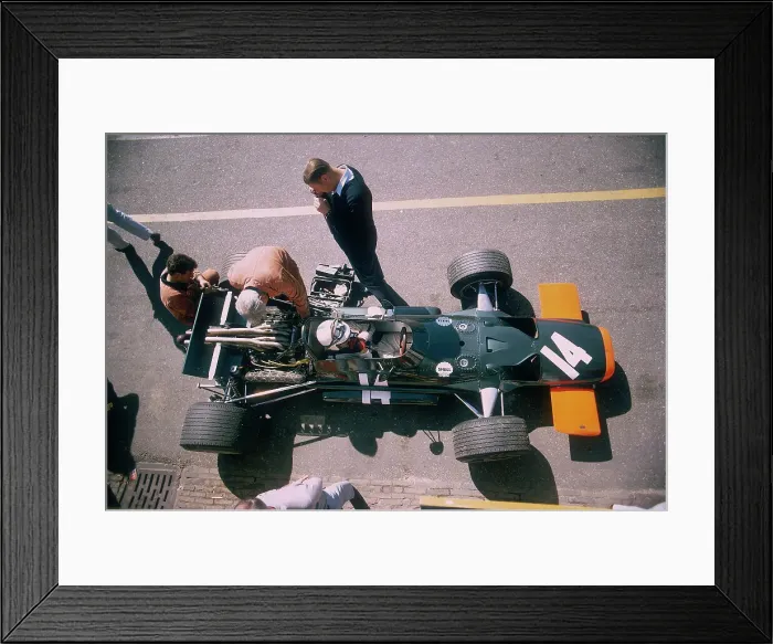 Framed Print : John Surtees in his BRM at the British Grand Prix, Silverstone, Northamptonshire, 1969 Framed Print : John Surtees in his BRM at the British Grand Prix, Silverstone, Northamptonshire, 1969