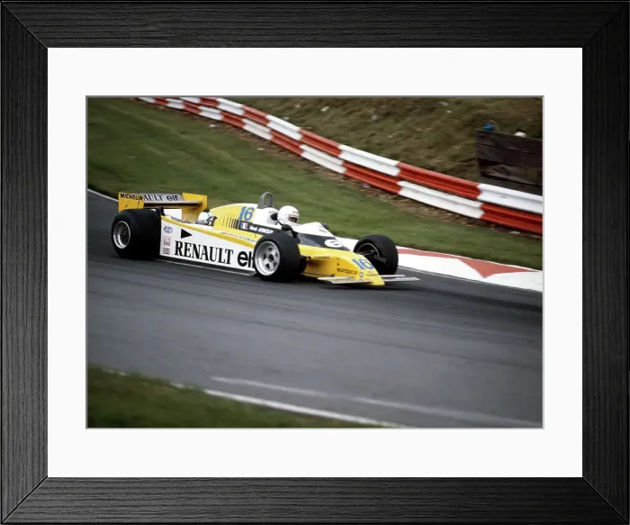 Framed Print : Rene Arnoux racing a Renault RE20, British Grand Prix, Brands Hatch, 1980 Framed Print : Rene Arnoux racing a Renault RE20, British Grand Prix, Brands Hatch, 1980