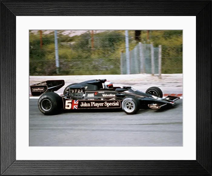 Framed Print : Mario Andretti racing a JPS Lotus-Cosworth 78, Spanish Grand Prix, Jarama, Spain, 1977 Framed Print : Mario Andretti racing a JPS Lotus-Cosworth 78, Spanish Grand Prix, Jarama, Spain, 1977