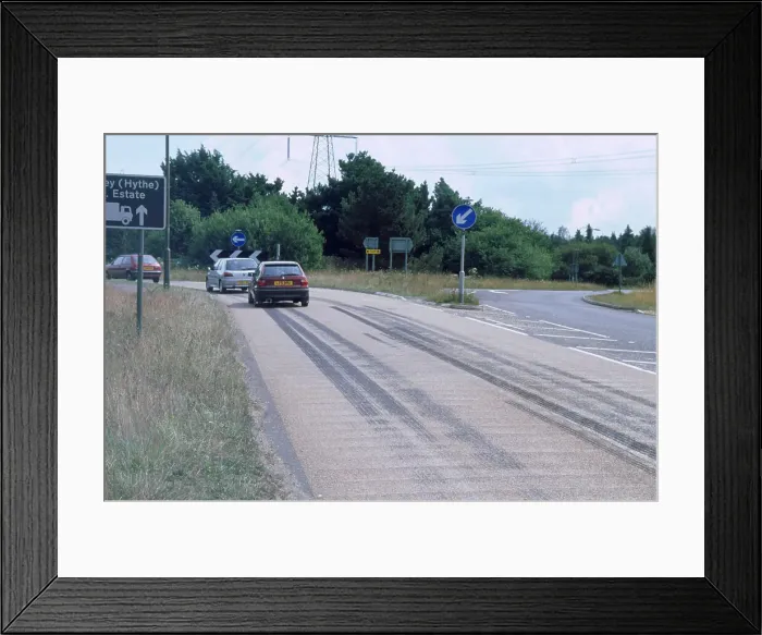 Framed Print : Tyre skidmarks on road surface Framed Print : Tyre skidmarks on road surface