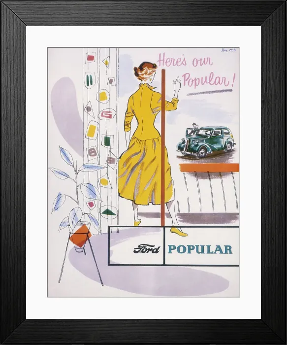 Framed Print : Poster advertising a Ford Popular car, 1955 Framed Print : Poster advertising a Ford Popular car, 1955