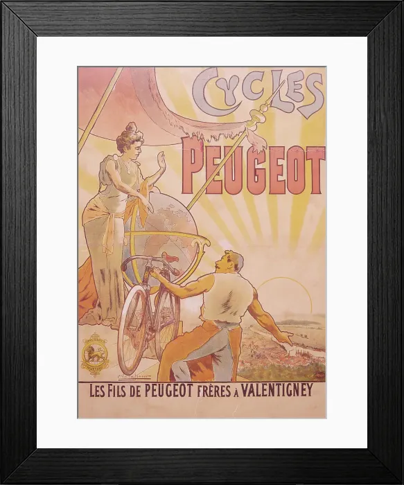 Framed Print : Poster advertising Peugeot bicycles, late 19th-early 20th century. Artist: E Vavasseur Framed Print : Poster advertising Peugeot bicycles, late 19th-early 20th century. Artist: E Vavasseur