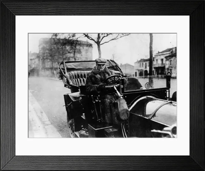 Framed Print : Lord Northcliffe at the wheel of a 1908 135 hp Mercedes, (c1908?) Framed Print : Lord Northcliffe at the wheel of a 1908 135 hp Mercedes, (c1908?)