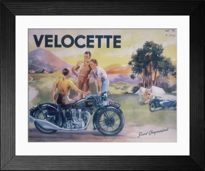 Framed Print : Poster advertising Velocette motor bikes, 1936 Framed Print : Poster advertising Velocette motor bikes, 1936