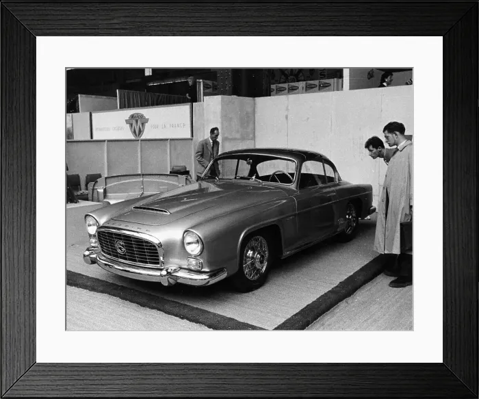 Framed Print : A 1956 Gregoire 2.1 litre coupe on a stand at a show, (c1956?) Framed Print : A 1956 Gregoire 2.1 litre coupe on a stand at a show, (c1956?)