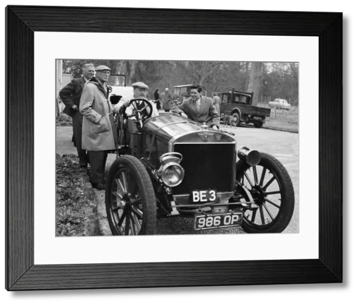 Framed Print : Lord Brabazon in the driver's seat of a vintage car, 1956 Framed Print : Lord Brabazon in the driver's seat of a vintage car, 1956