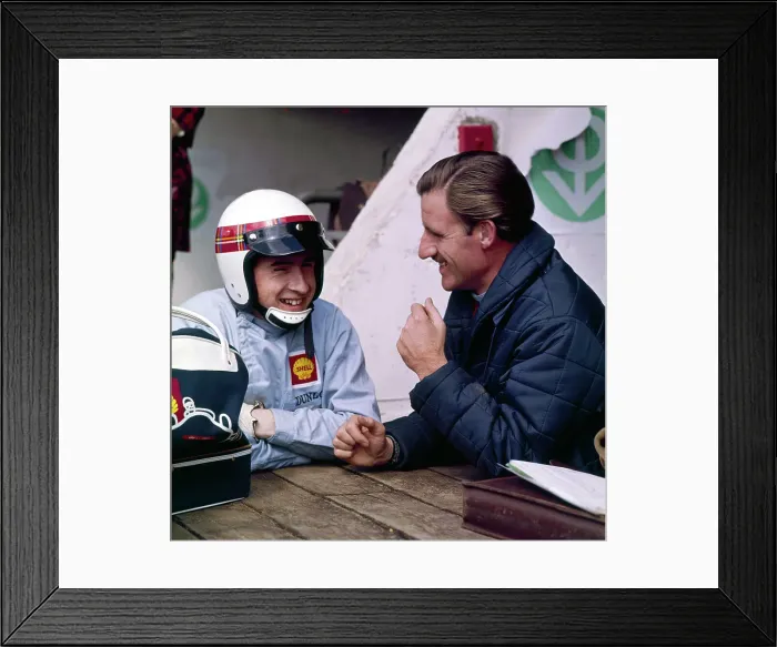 Framed Print : Jackie Stewart and Graham Hill chatting, Monaco Grand Prix, Monte Carlo, 1966 Framed Print : Jackie Stewart and Graham Hill chatting, Monaco Grand Prix, Monte Carlo, 1966