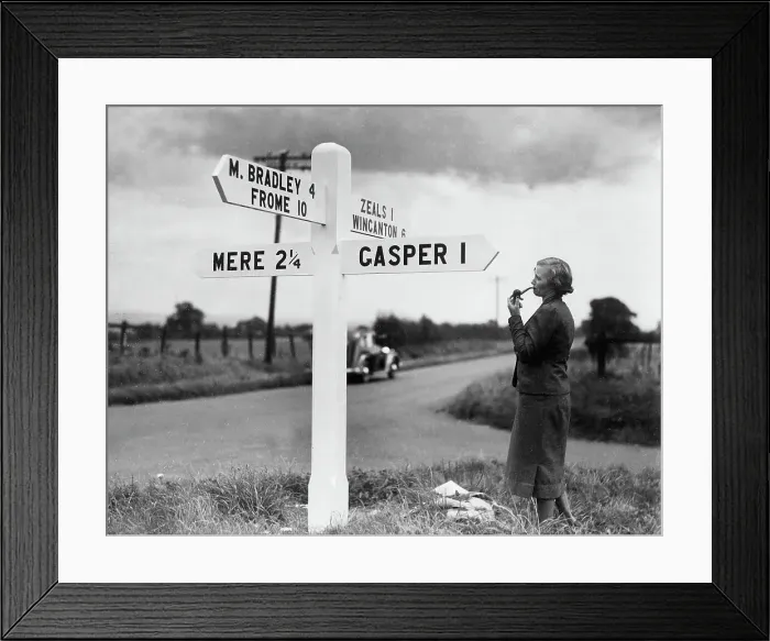 Framed Print : Finger sign post in Wiltshire, 1930s. Creator: Unknown Framed Print : Finger sign post in Wiltshire, 1930s. Creator: Unknown