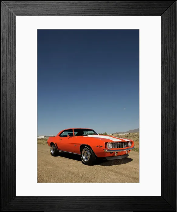 Framed Print : Chevrolet Camaro Z28 1969. Artist: Simon Clay Framed Print : Chevrolet Camaro Z28 1969. Artist: Simon Clay