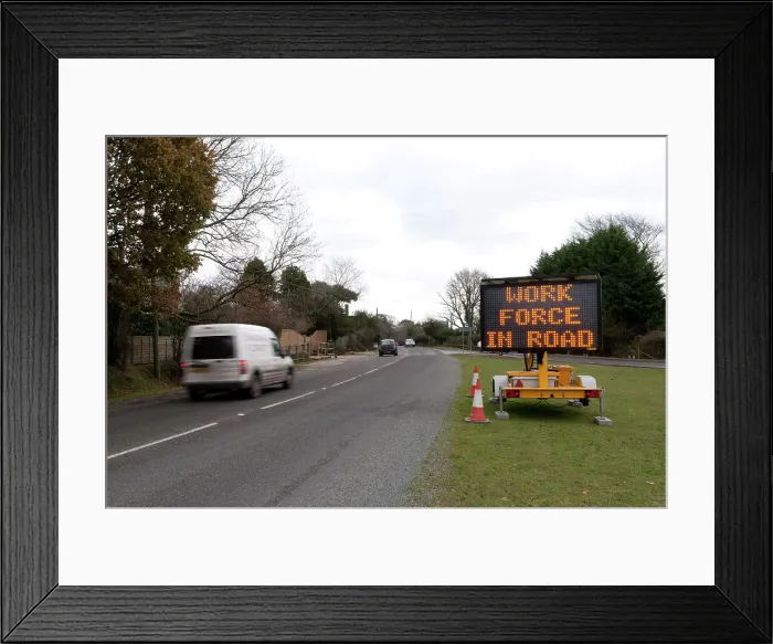 Framed Print : Mobile road matrix sign Framed Print : Mobile road matrix sign