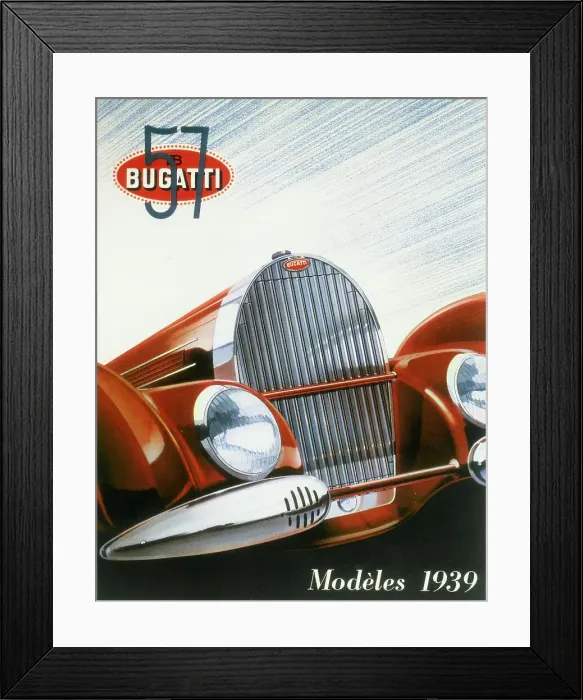 Framed Print : Poster advertising Bugatti cars, 1939 Framed Print : Poster advertising Bugatti cars, 1939