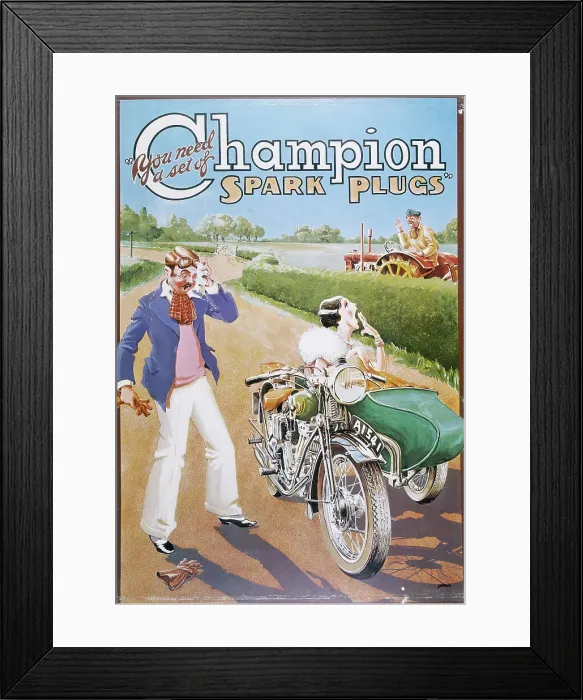 Framed Print : Poster advertising Champion spark plugs Framed Print : Poster advertising Champion spark plugs