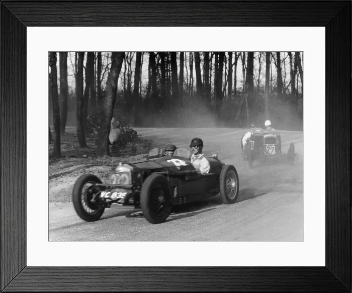 Framed Print : Riley leading a Fraser-Nash through Coppice Corner, Donington Park, Leicestershire, (c1930s?) Framed Print : Riley leading a Fraser-Nash through Coppice Corner, Donington Park, Leicestershire, (c1930s?)