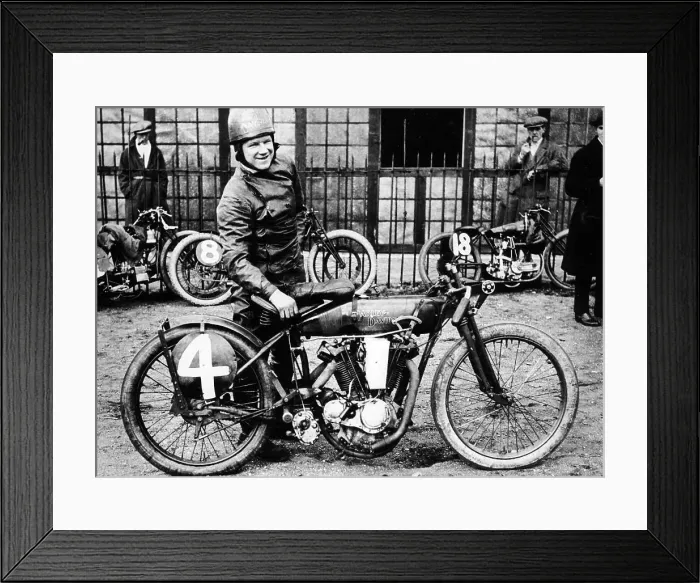 Framed Print : FW Dixon with a Harley-Davidson, 1923 Framed Print : FW Dixon with a Harley-Davidson, 1923
