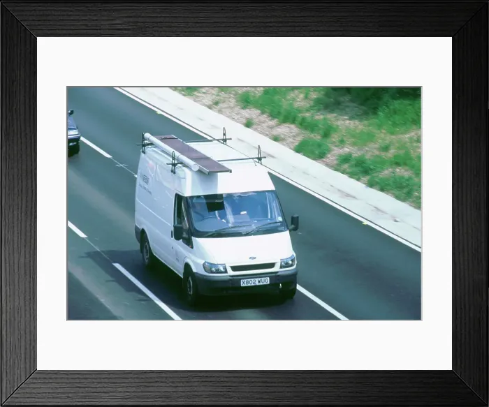 Framed Print : Ford transit van driving along M27 Motorway, 2002 Framed Print : Ford transit van driving along M27 Motorway, 2002