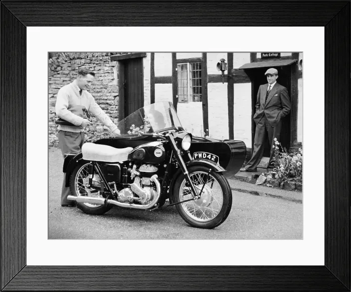 Framed Print : An Ariel VB 600cc with a sidecar, 1956 Framed Print : An Ariel VB 600cc with a sidecar, 1956
