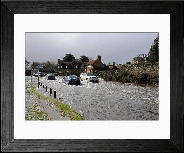 Framed Print : Vehicles on Flooded road at Beaulieu 2008 Framed Print : Vehicles on Flooded road at Beaulieu 2008