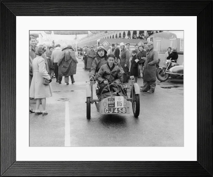 Framed Print : Sammy Davis with 1897 Leon Bollee tricar Beelzebub, London to Brighton Run Framed Print : Sammy Davis with 1897 Leon Bollee tricar Beelzebub, London to Brighton Run