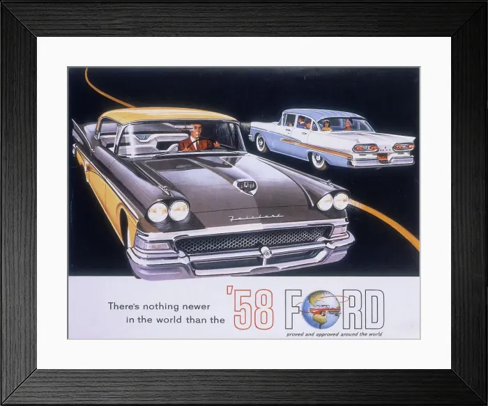 Framed Print : Poster advertising the Ford Fairlane car, 1958 Framed Print : Poster advertising the Ford Fairlane car, 1958