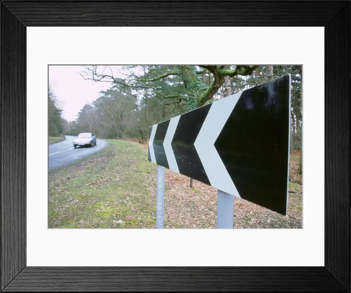 Framed Print : Chevron Road sign Framed Print : Chevron Road sign