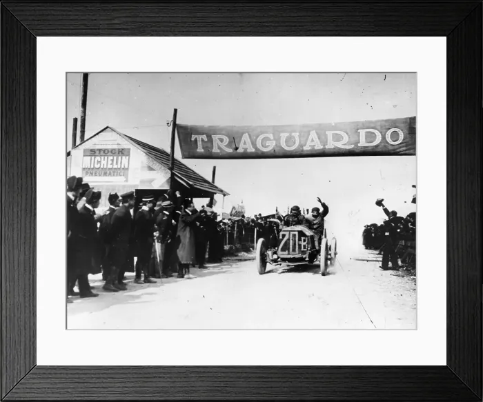 Framed Print : Felice Nazzaro in a Fiat winning the Targo Florio race, Sicily, 1907 Framed Print : Felice Nazzaro in a Fiat winning the Targo Florio race, Sicily, 1907
