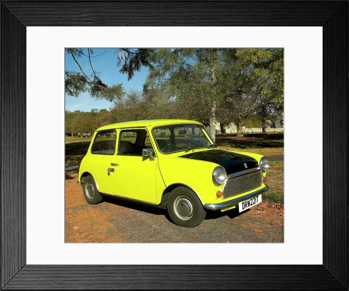 Framed Print : Mr.Bean's Mini from the tv programme of the same name Framed Print : Mr.Bean's Mini from the tv programme of the same name