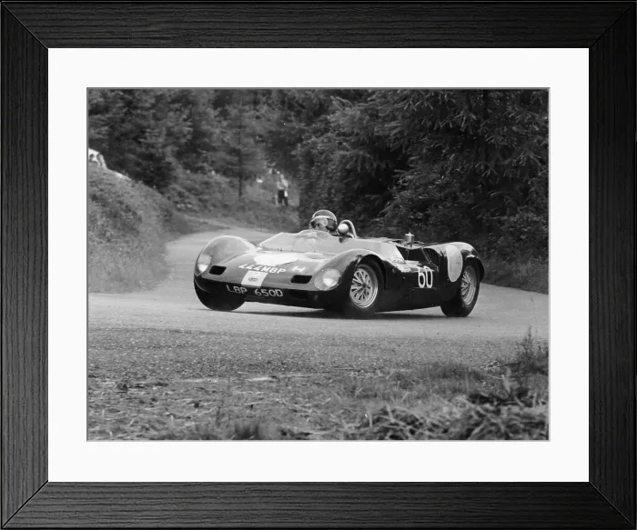Framed Print : John Barnes in the Wiscombe Hill Climb, Devon, July 1966 Framed Print : John Barnes in the Wiscombe Hill Climb, Devon, July 1966