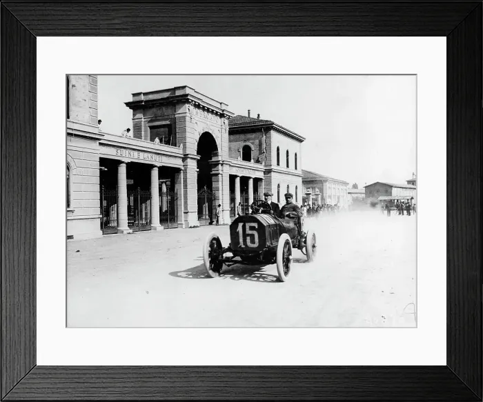 Framed Print : Louis Wagner driving a Fiat, Coppa Fiorio motor race, Bologna, Italy, 1908 Framed Print : Louis Wagner driving a Fiat, Coppa Fiorio motor race, Bologna, Italy, 1908