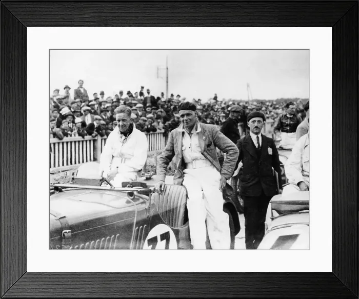 Framed Print : FS Barnes in the centre, AH Langley to his right, with a Singer Nine Sports car, 1930s Framed Print : FS Barnes in the centre, AH Langley to his right, with a Singer Nine Sports car, 1930s