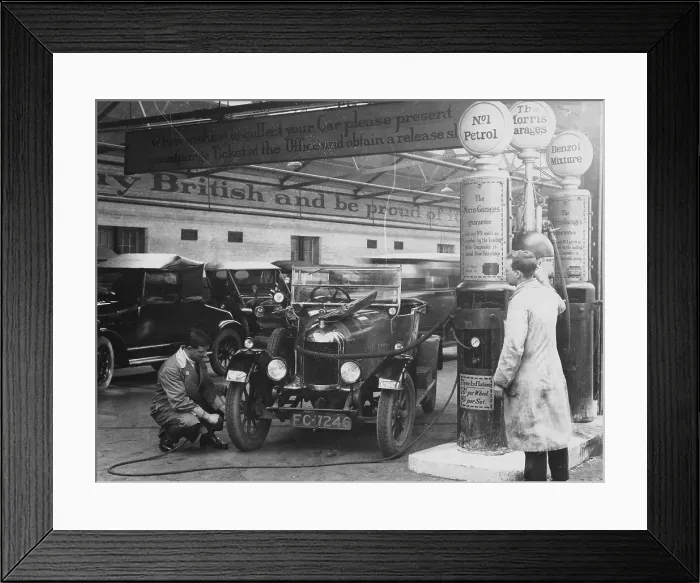 Framed Print : Morris Cowley Bullnose in a garage, 1925 Framed Print : Morris Cowley Bullnose in a garage, 1925