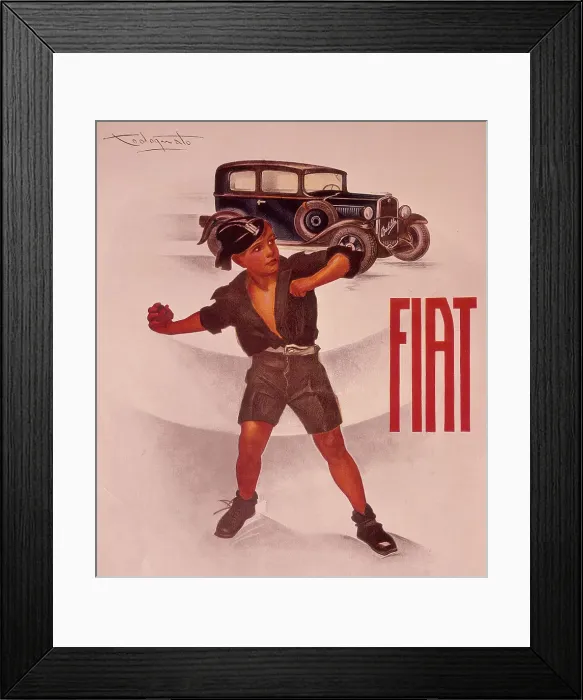 Framed Print : Poster advertising Fiat cars, (c1930s?) Framed Print : Poster advertising Fiat cars, (c1930s?)
