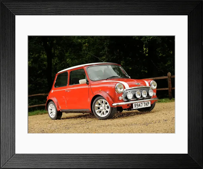 Framed Print : Rover Mini Cooper works 1998. Artist: Simon Clay Framed Print : Rover Mini Cooper works 1998. Artist: Simon Clay