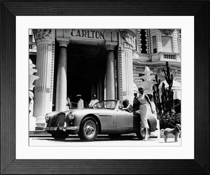 Framed Print : Aston Martin DB2-4 outside the Hotel Carlton, Cannes, France, 1955