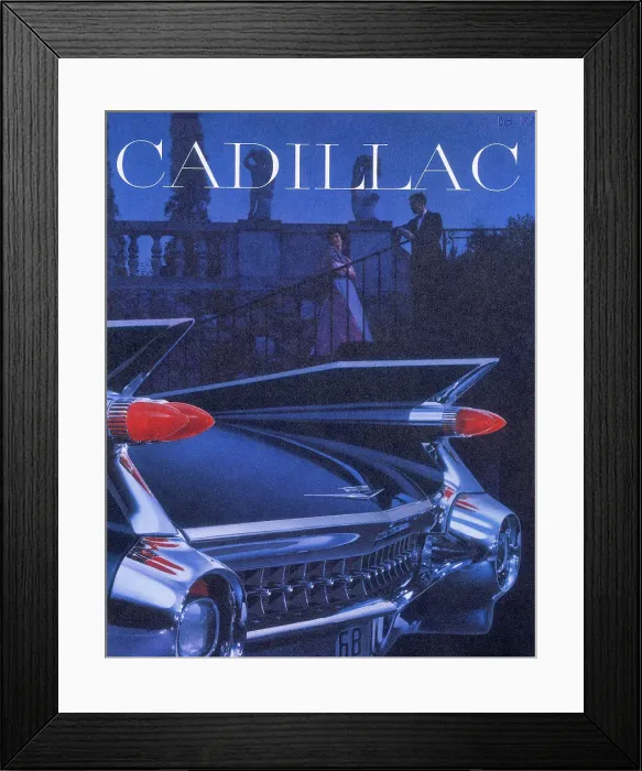 Framed Print : Poster advertising a Cadillac, 1959 Framed Print : Poster advertising a Cadillac, 1959