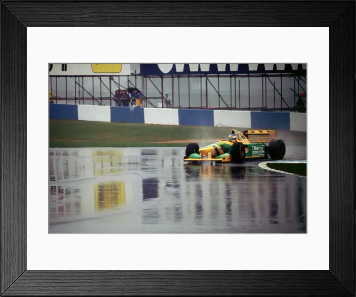 Framed Print : Benetton B193A Michael Schumacher 1993 Euro GP at Donington Framed Print : Benetton B193A Michael Schumacher 1993 Euro GP at Donington