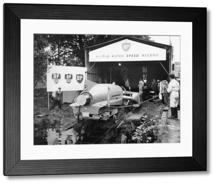 Framed Print : Bluebird K7 at Coniston Water, Cumbria, 1958 Framed Print : Bluebird K7 at Coniston Water, Cumbria, 1958