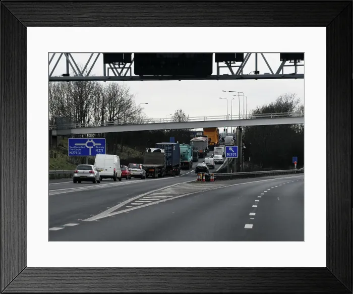 Framed Print : Traffic on M27 Motorway junction slip road Framed Print : Traffic on M27 Motorway junction slip road
